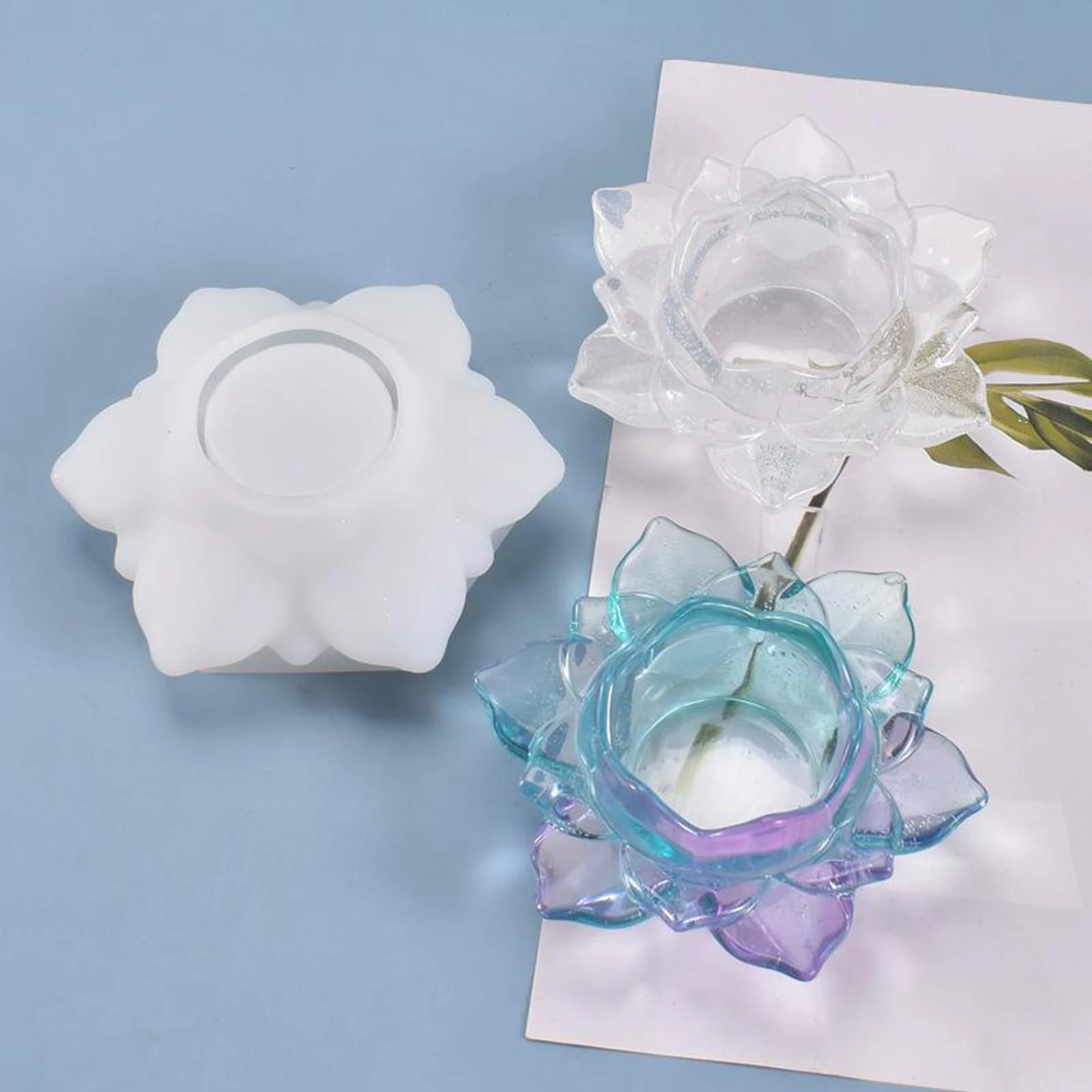 Lotus Shape Tealight Candle Holder Resin Mold Candlestick Candy Box Mould