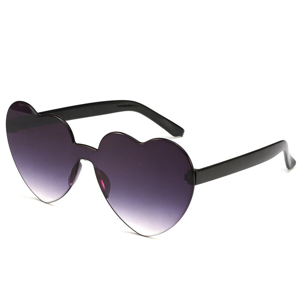 purple sunglasses MUSELIFE New One Piece Love Heart Lens Sunglasses Women Transparent Plastic Glasses Style Sun Glasses Female Clear Candy Color big frame sunglasses