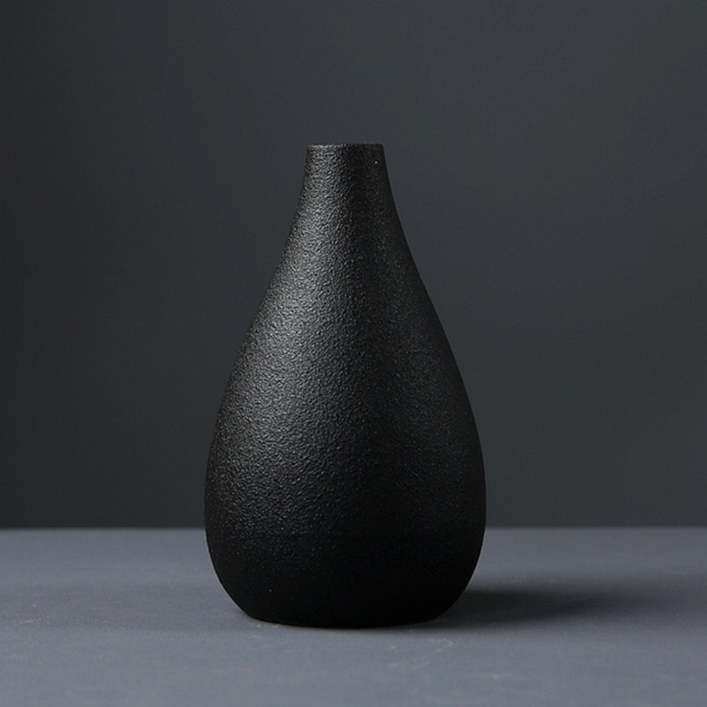 Black Ceramic Vase Modern Flower Vase Pottery Desktop Decorative Planter Pot for Home Garden Decoration