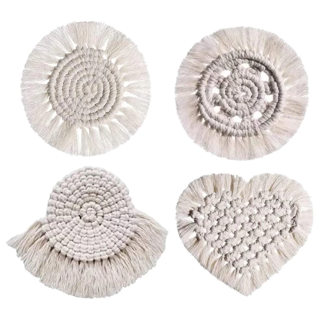 Cotton Coasters Mats Insulation Coffee Pad Placemat Handmade Macrame Cup Cushion Mat for Table