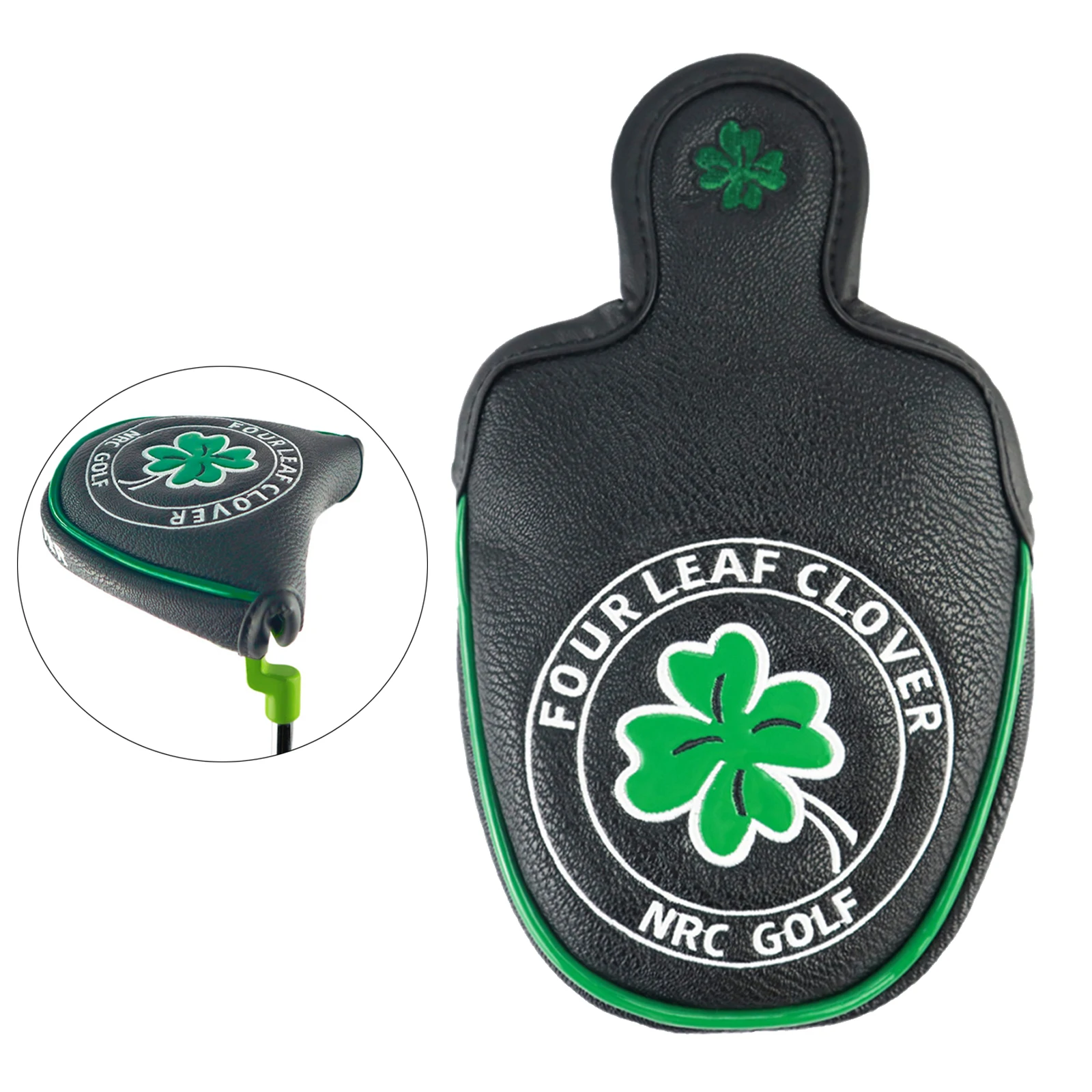 Golf Putter Cover Four Leaf  PU Leather Magnetic Closure Headcover for Mallet Putter Golf Head Covers