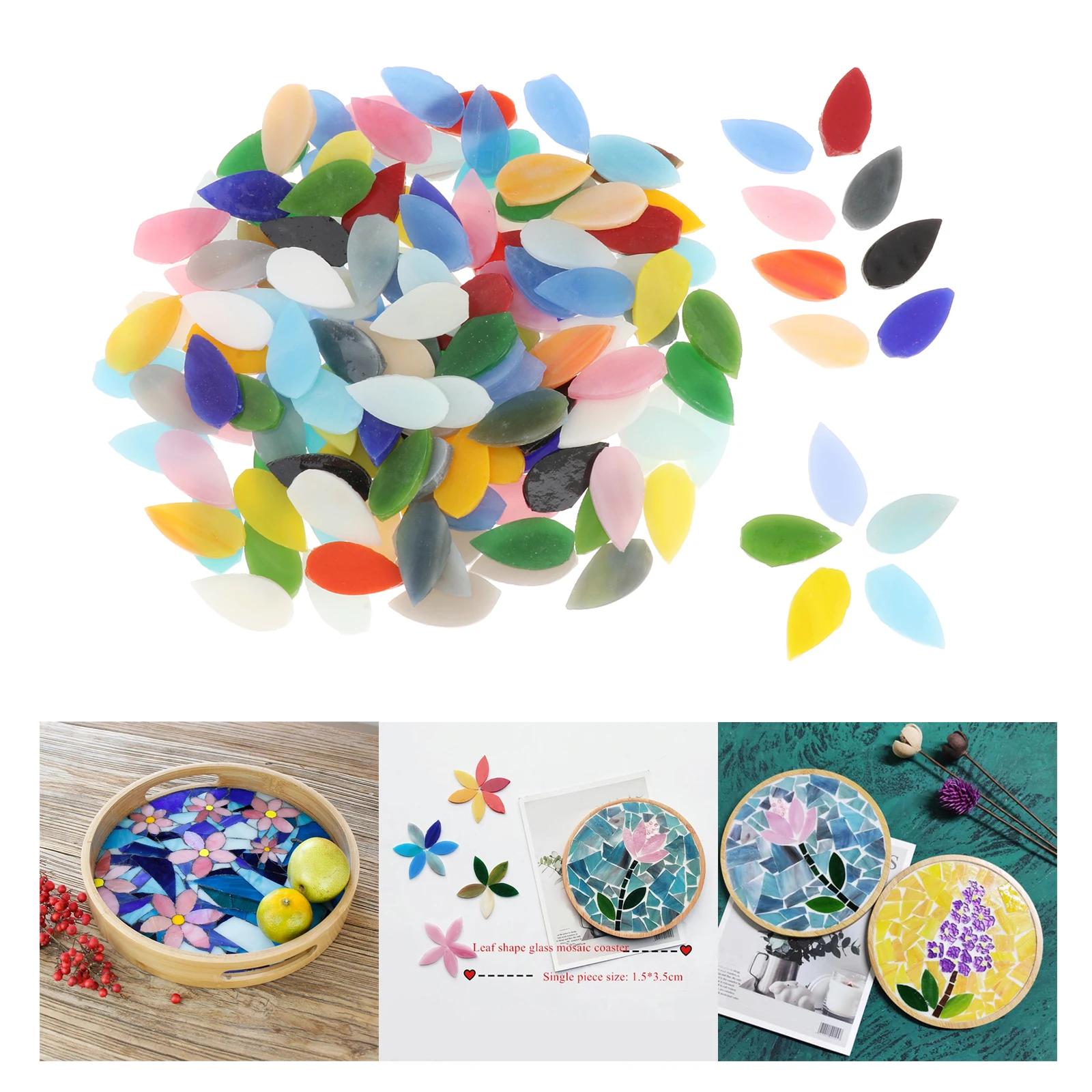 150x Assorted Colors Water Drop Mosaic Tiles Flower Leaves for Art Crafts Pots Stepping Stones Decoration