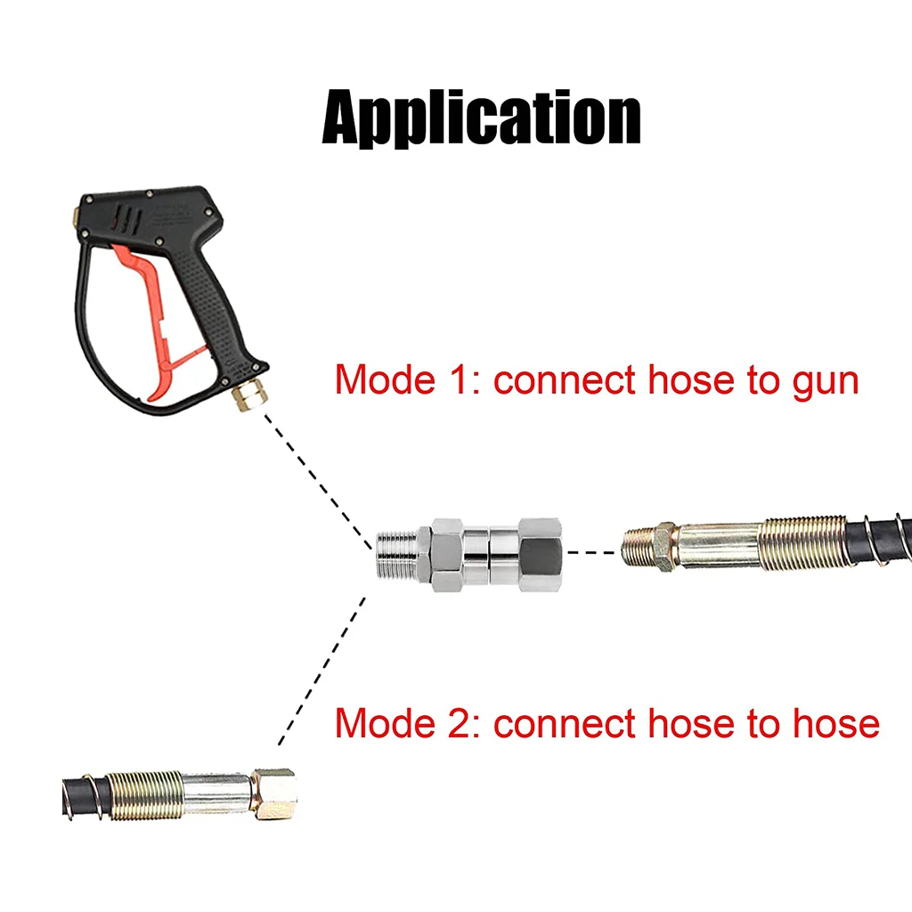 1pc High Pressure Washer Swivel Joint 3/8 Inch Pressure Washer Hose Fittings 4500 PSI 360 Degree Rotation Connector Car Washing