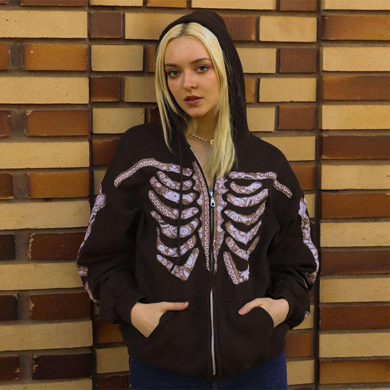 skeleton sweatshirt zip up