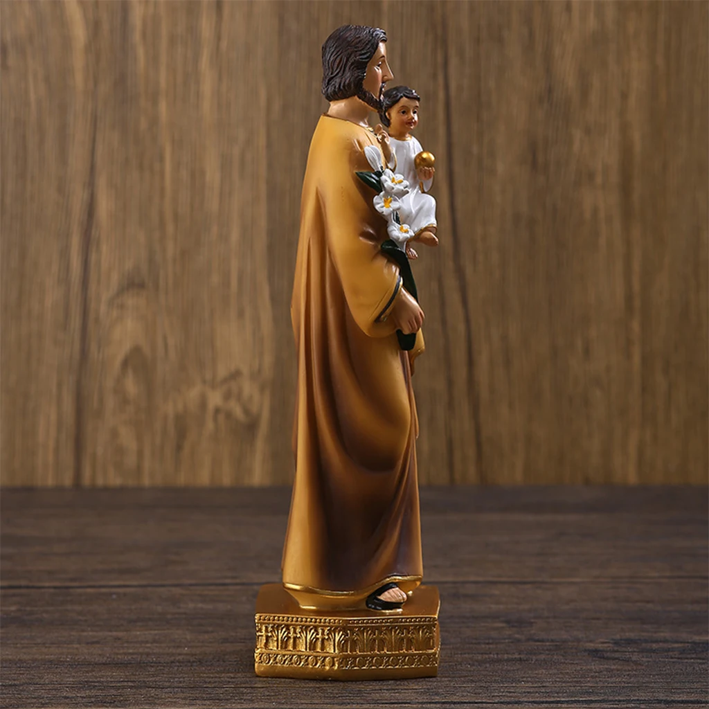 Saint Joseph Carrying Child Jesus Statues Religious Figurines Resin Model Sculpture St. Joseph God Christ Church Desk Décor