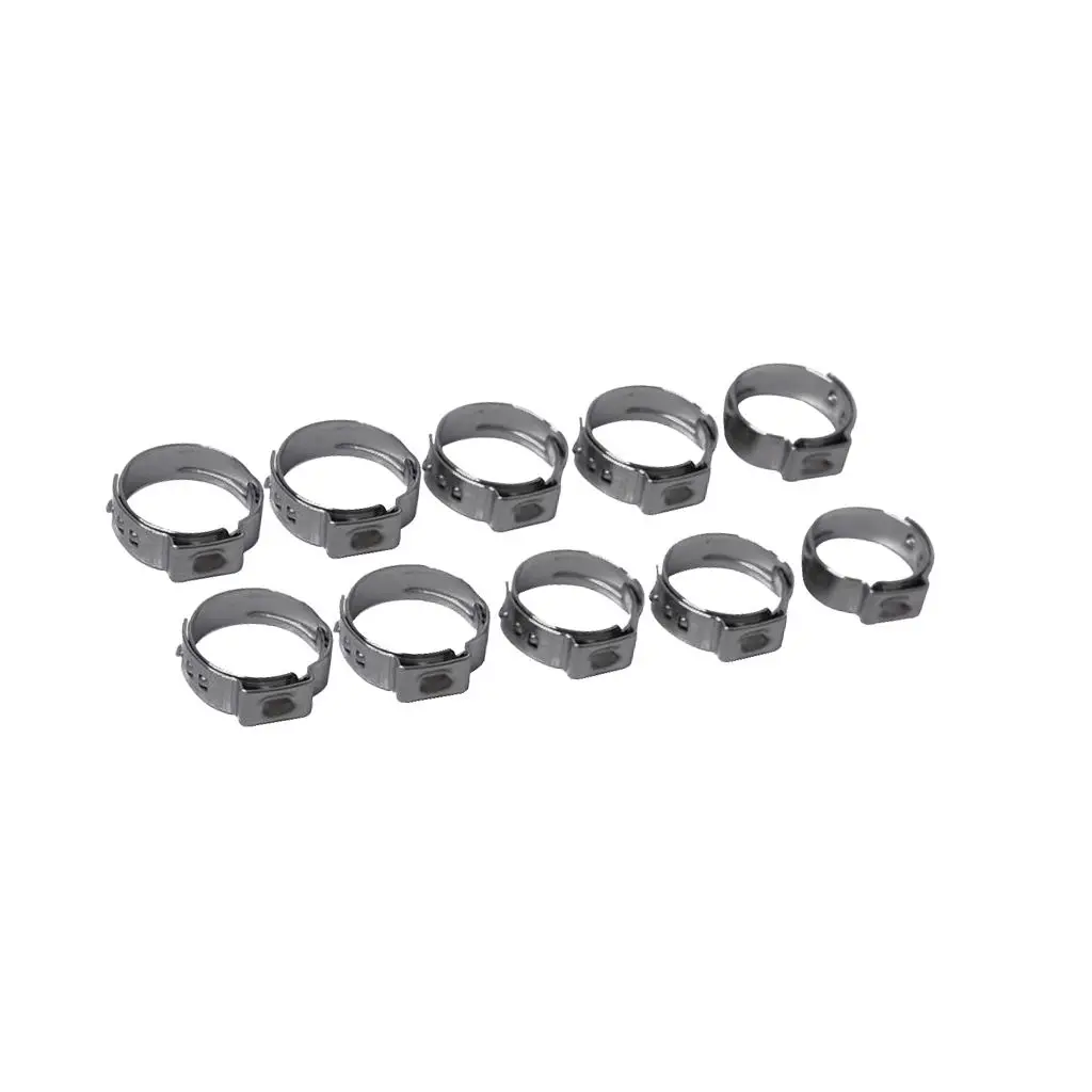10 Pieces Adjustable Car Stainless Steel Single Ear Hose Clamp Kits 9.4-11.9mm