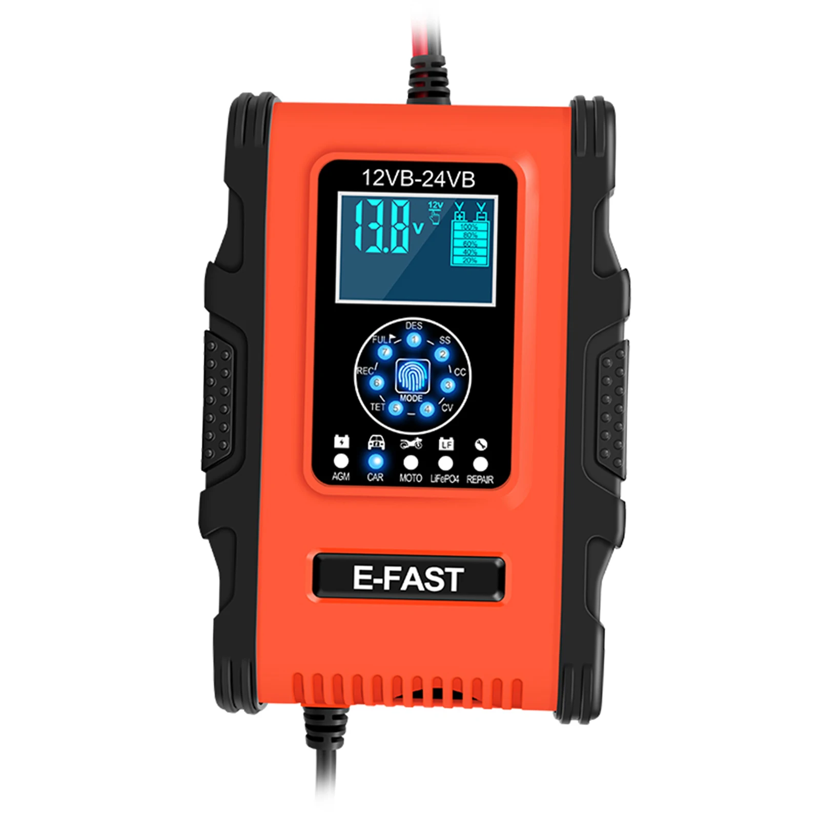 Car Battery Charger 100-240V AC Fast Power Automatic Charging LCD Display
