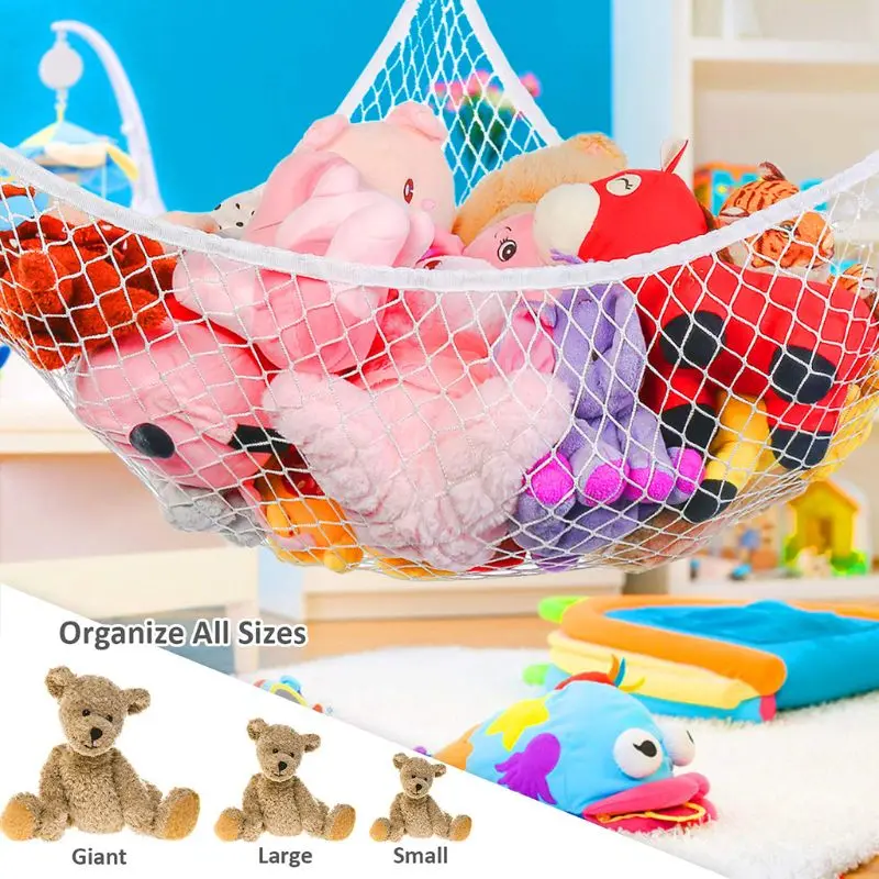 2X Mesh Toy Hammock Net Corner Stuffed Animals Baby Hanging Storage 59x39X39'' 