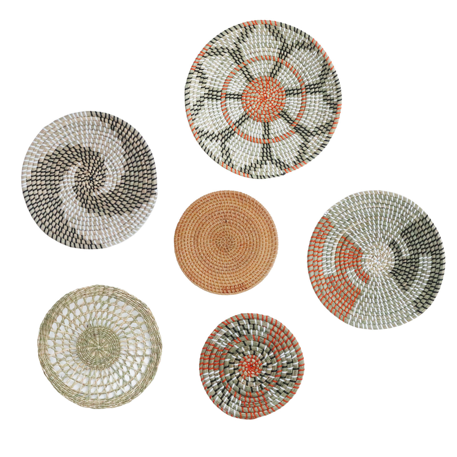 Flat Wicker Wall Decor, Woven Basket Wall Decor from Seagrass, Rustic African Wall Baskets - Gift Idea for Farmhouse Xmas Decor