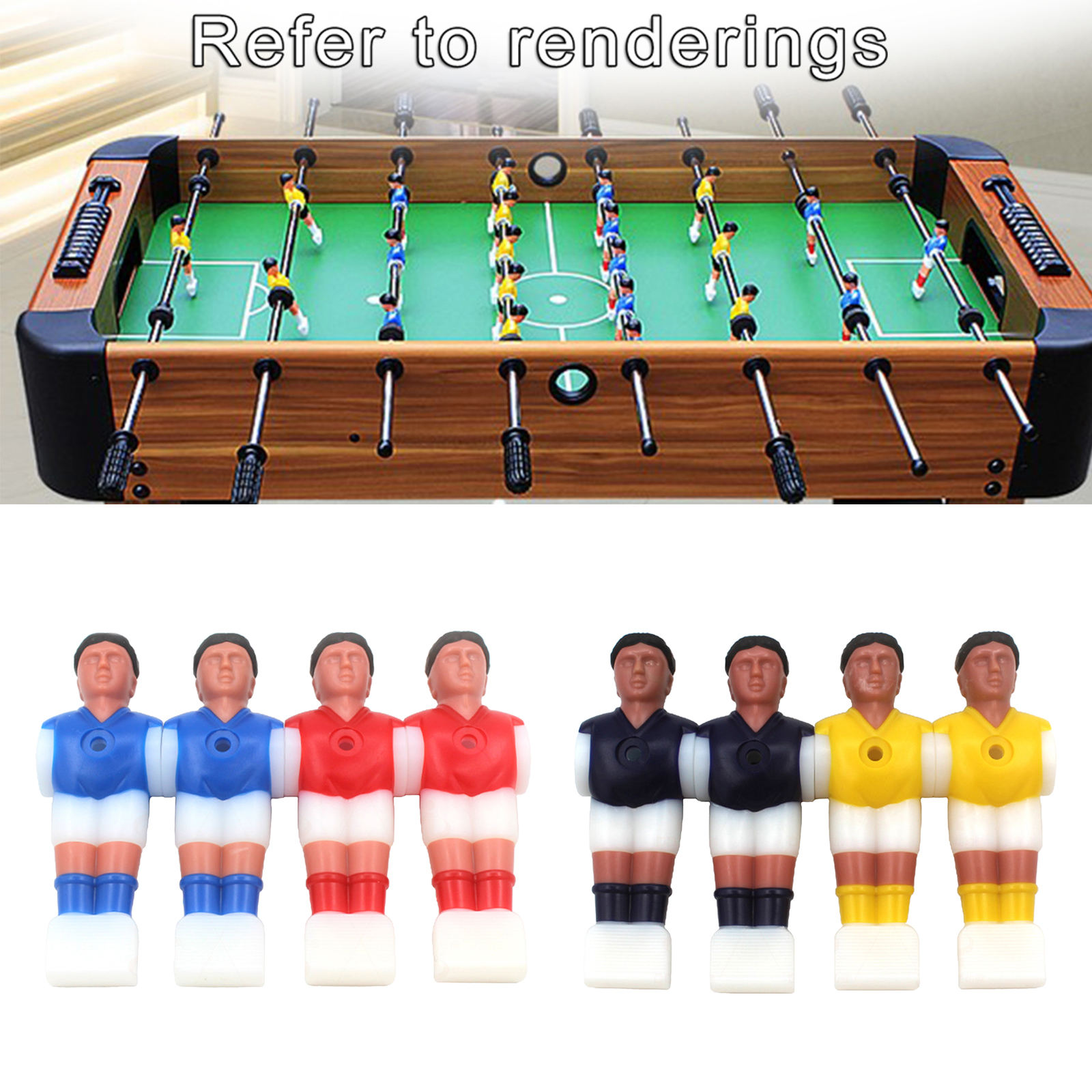 4pcs Hard Rubber Mini Foosball Men Table Top Football Players Model with Ball Indoor Replacement Accessories