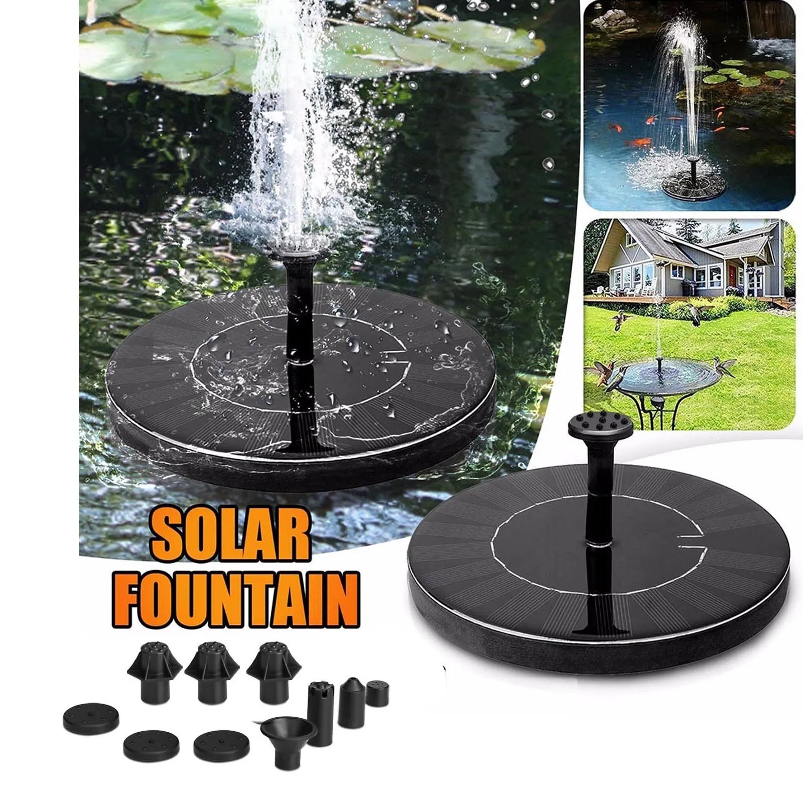Solar Powered Floating Pump Water Fountain Birdbath Home Pool Garden Decor Lots 