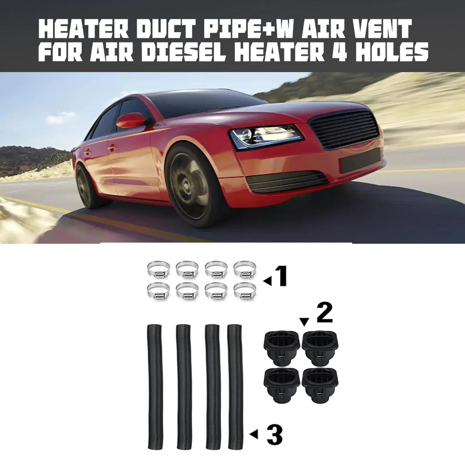 4x 42mm Heater Ducting Pipe Outlet Heater Exhaust Pipe for Air Heater 4 Holes Car