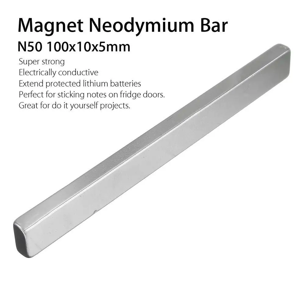 Details about   100x10x5mm N50 Long Cuboid Block Bar Super Strong Rare Earth Neodymium Magnet 