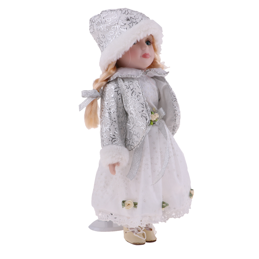 12inch Vintage Porcelain Doll in Dress, Creative Valentin Gift for Girlfriend, Dollhouse People Display Decor Collection