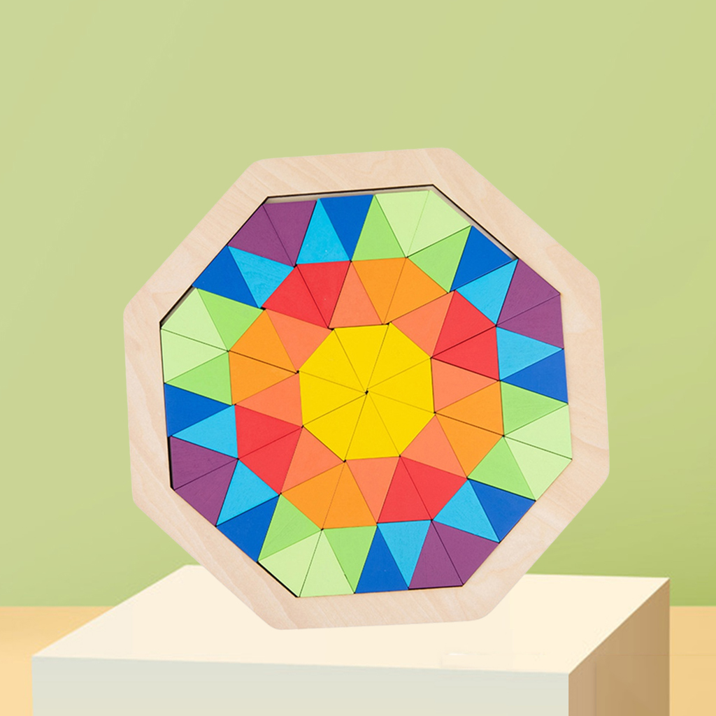 Colorful Wooden Tangram Blocks Set Classic Geometric Shape Puzzles Jigsaw