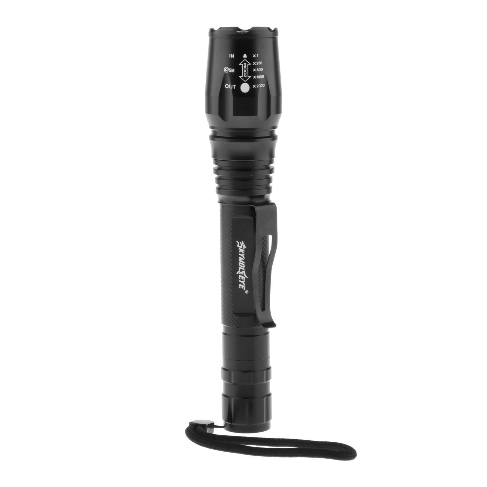 Tactical Flashlight Waterproof Flash Light Torch T6 LED Bead Brightest Flashlight Strobe with 5 Modes and Belt Clip