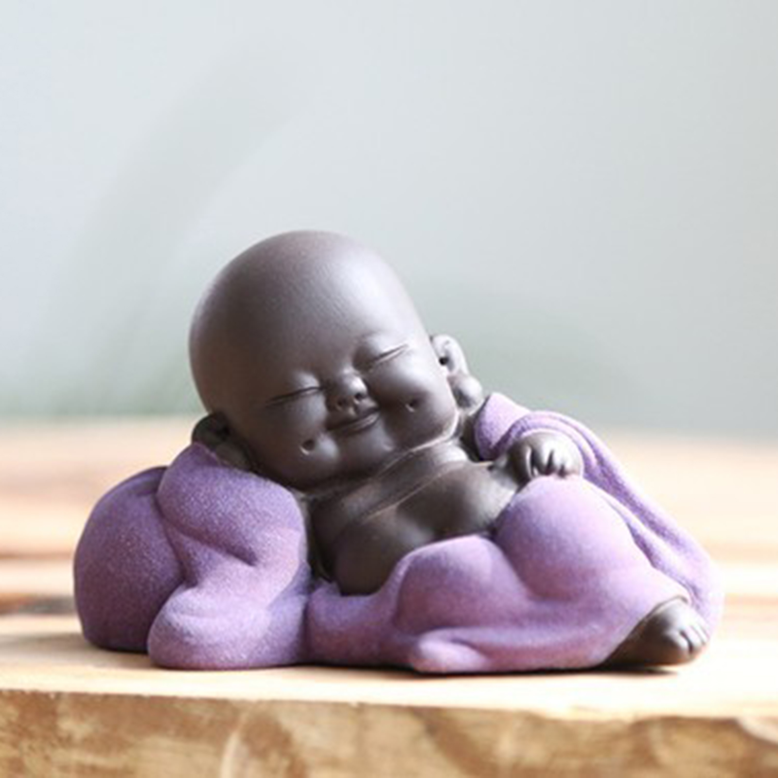 Ceramic Little Baby Monk Happy Buddha Statue Figurine Ornaments Dolls Arts