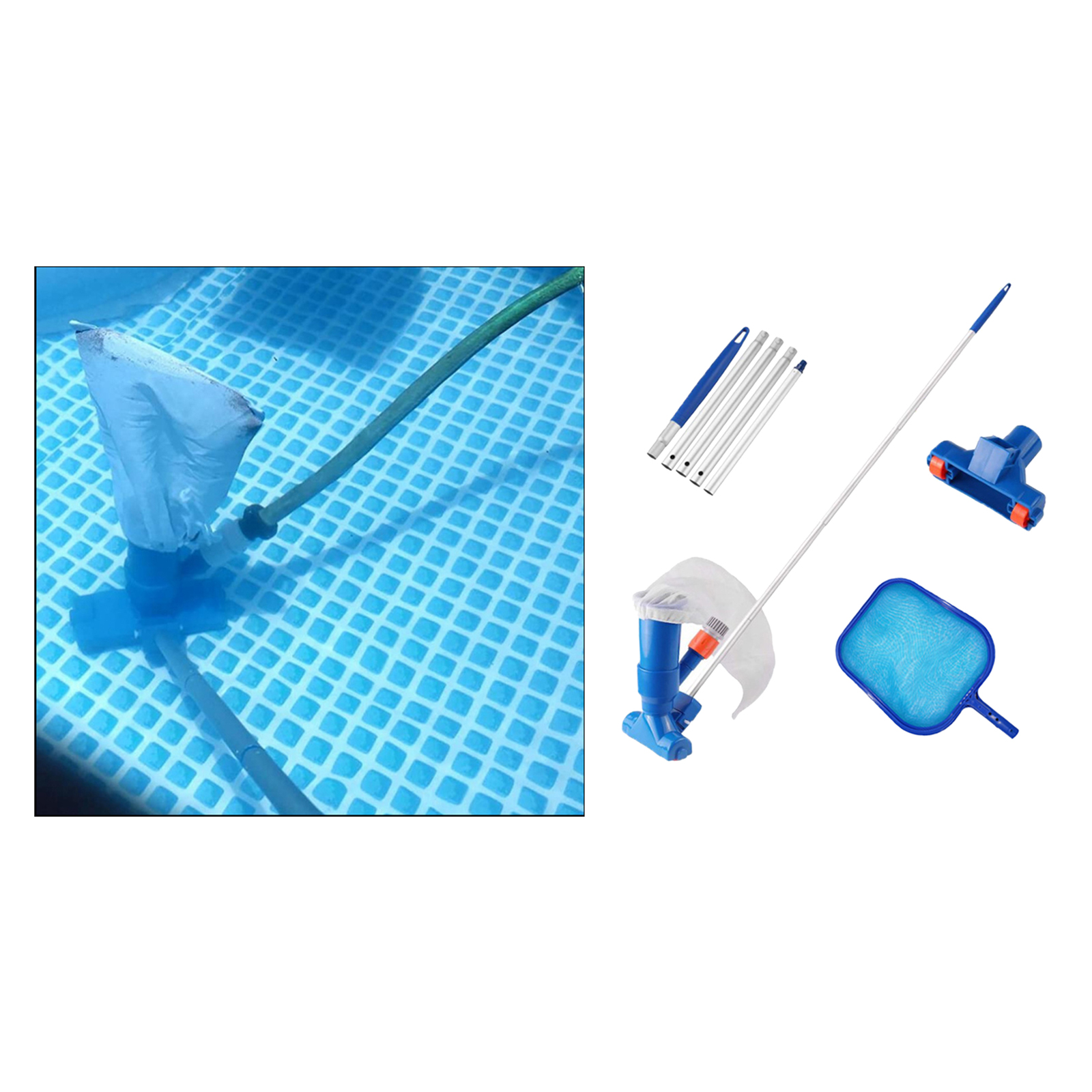 Pool Cleaning Maintenance Set Fine Mesh Net Vacuum Head Handle Hot Tub Underwater Fountain Pond Cleaning Kit Tool EU Standard