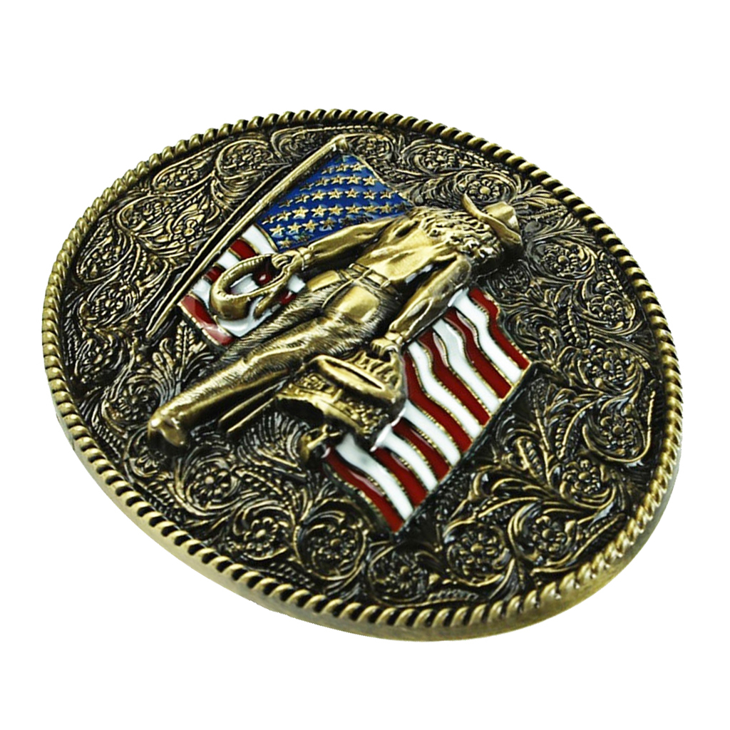 Exquisite Bronze Embossed Stars And Bands With Belt Buckle Retro Knight