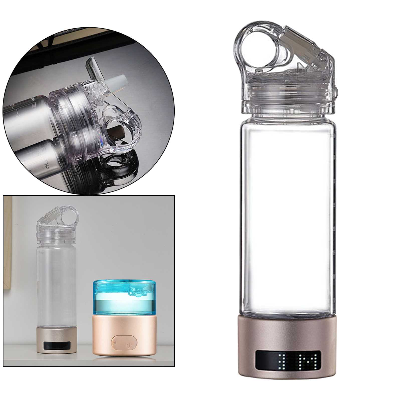 Hydrogen Water Bottle 400ml Hydrogen Rich Water Maker Ionizer for Family Use