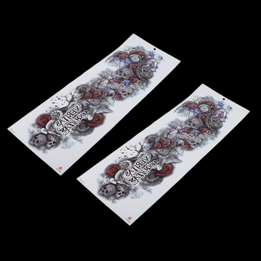 2Pcs Full Arm Waterproof Floral Arm Temporary Full Arm Tattoo