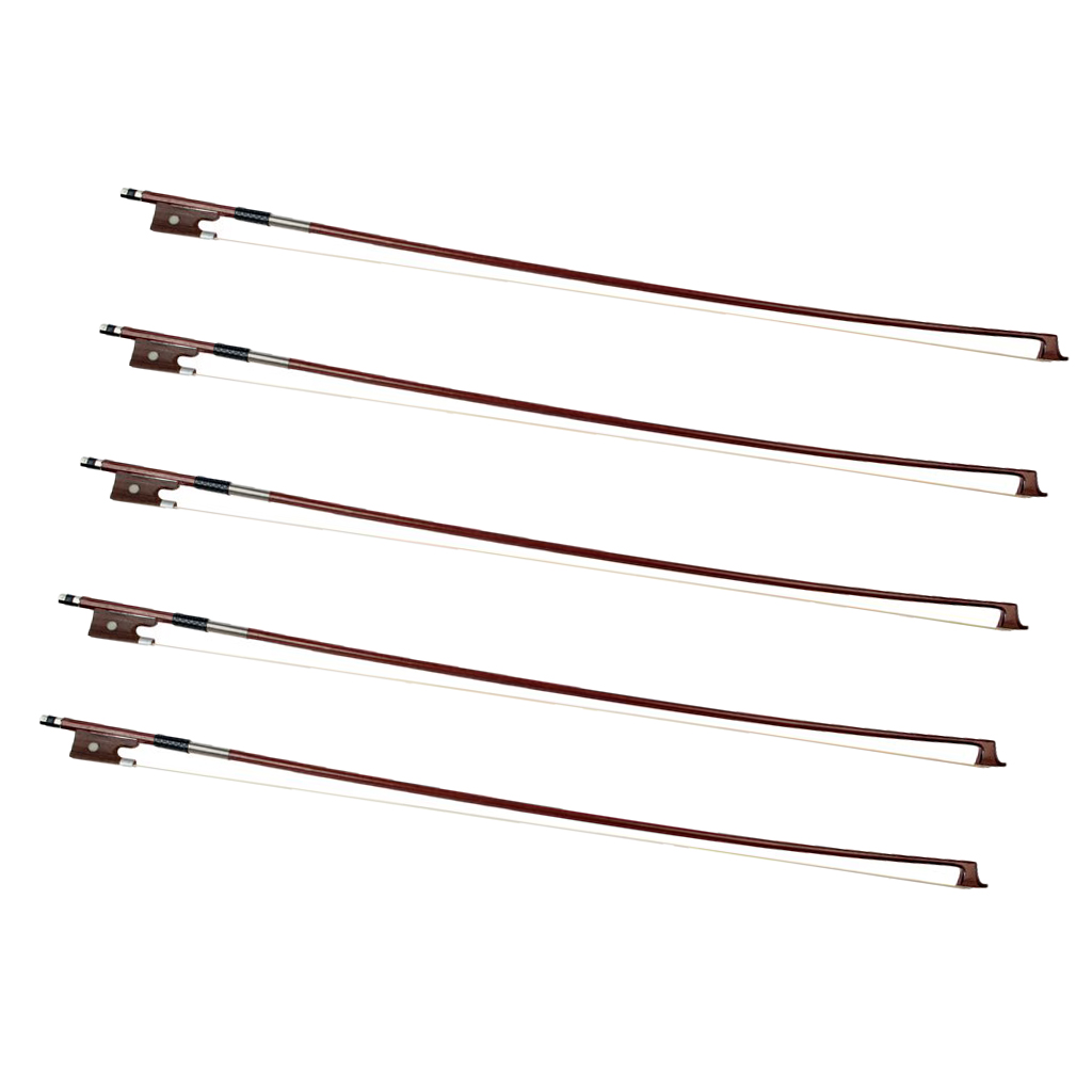 Durable 5Pcs Wooden 4/4 Violin Playing Bow Well Balance Quick Response 29.13inch Brown