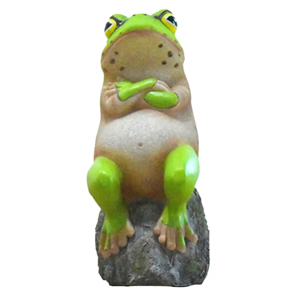 Cute Resin Sitting Naughty Frog Statue Outdoor Garden Decorative Mini Animal Sculpture Home Ornament