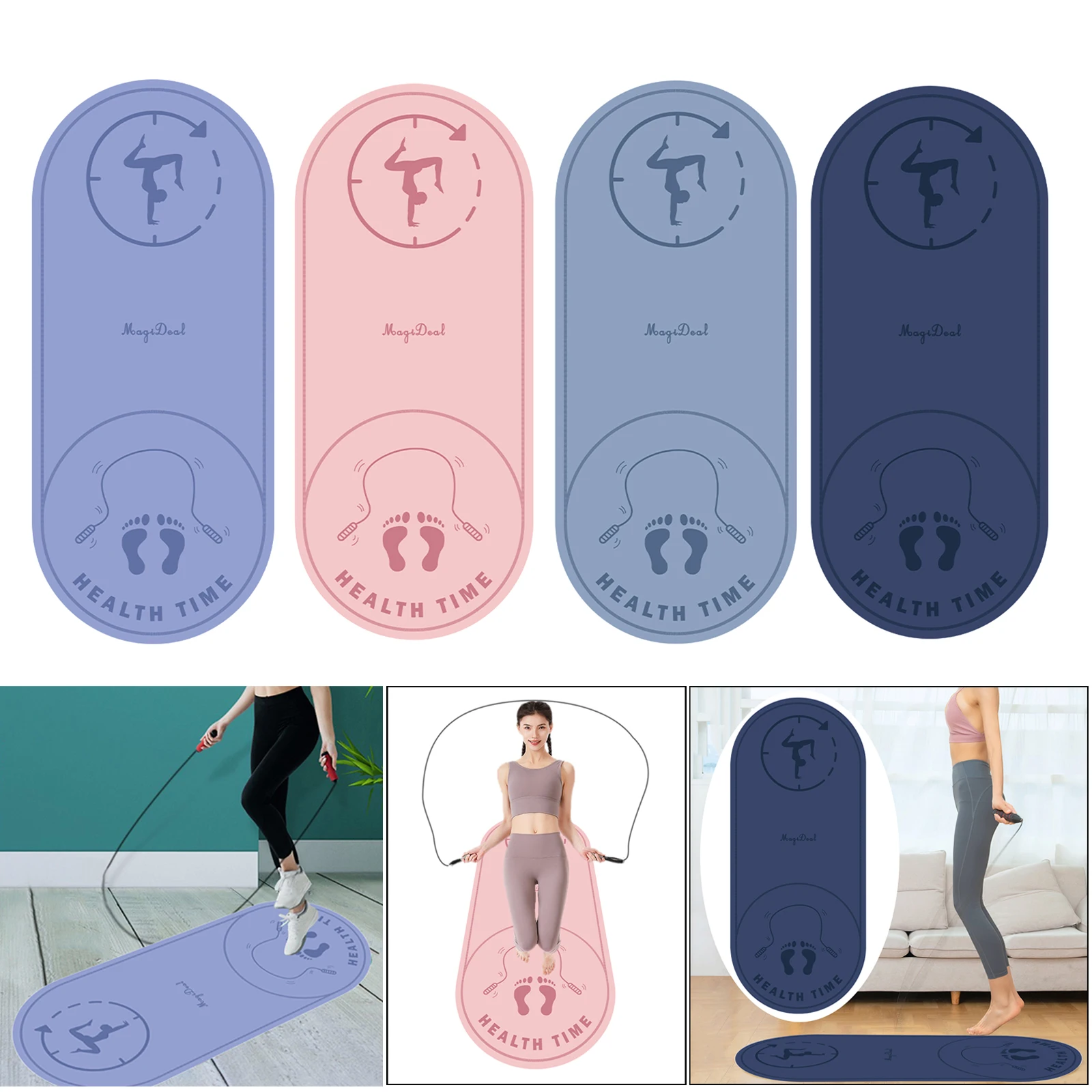 Non-slip TPE Yoga Pilates Mat, Soudproof Jump Skipping Rope Mat, Sound Proof Exercise Fitness Mat Pad for Home Knee Protection