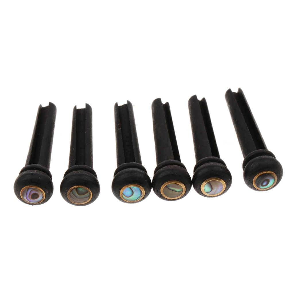6x Abalone Dot Guitar Bridge End Pin Ebony & Large Green For Acoustic Guitar