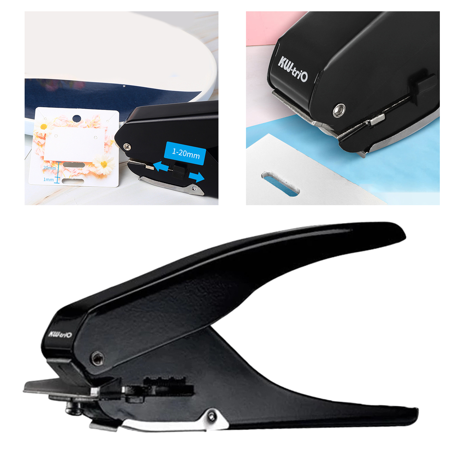 Handheld Paper Punch Hole Puncher 10 Sheets Capacity Card Tags Picture Punching Tool