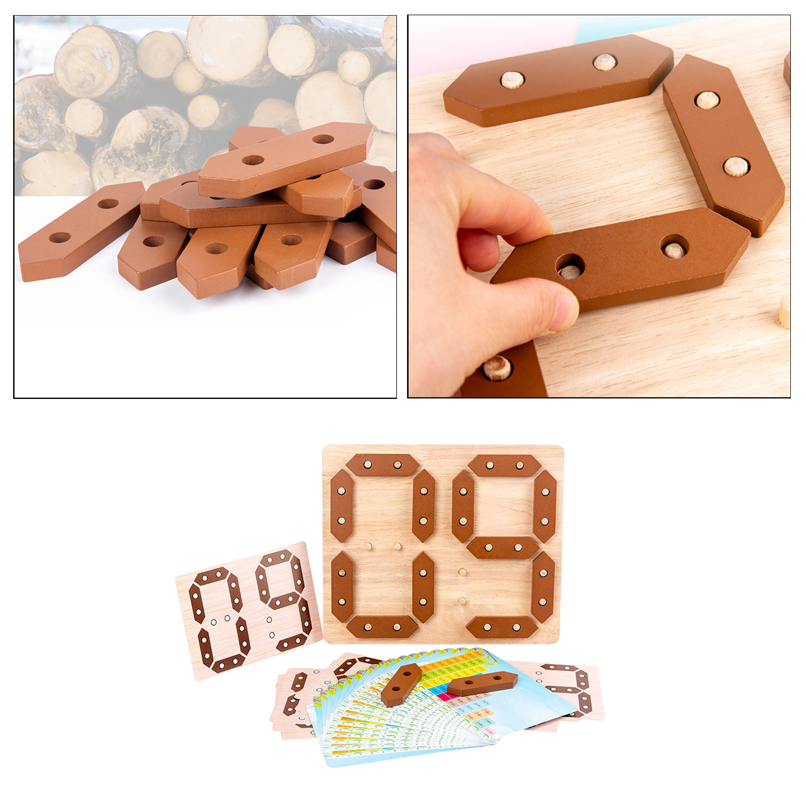 Wooden Number Puzzle Toys, Puzzle Game Preschool Stacking Blocks for Toddler,