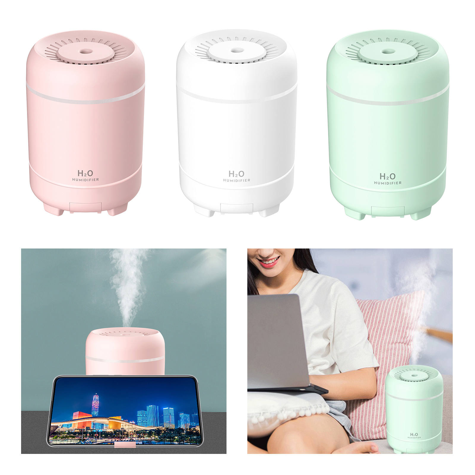 Mini 300ml USB Cool Mist Air Humidifier with Night Light Diffuser USB Rechargeable Quite for Home Bedroom Office Baby Rooms