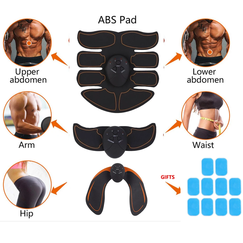 Electric Muscle Stimulator Abdominal Muscle Toner Arm Buttock Trainer Kit