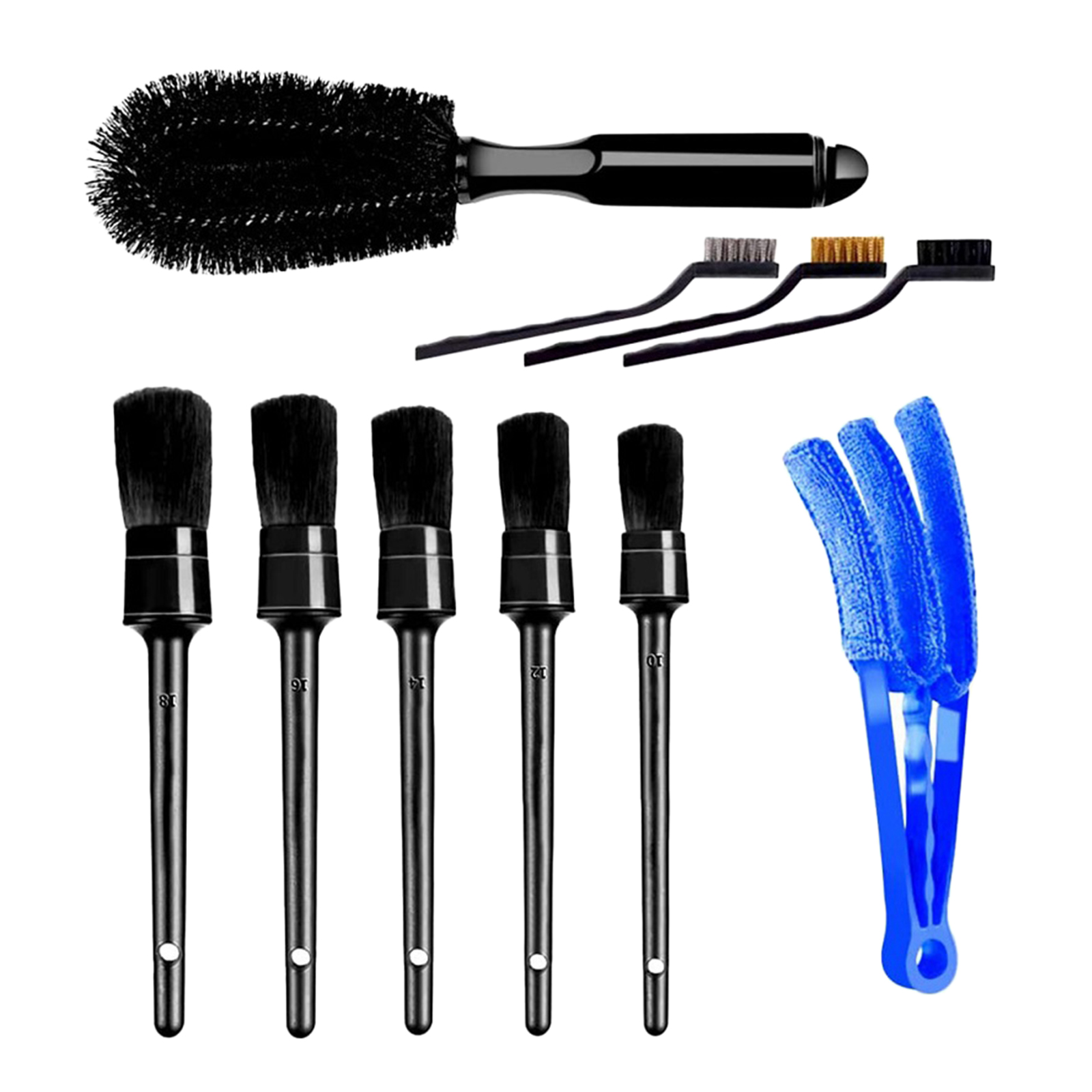 10 Packs Multi-Purpose Vehicle Detailing Brush Kit Wheel Clean Brush Set