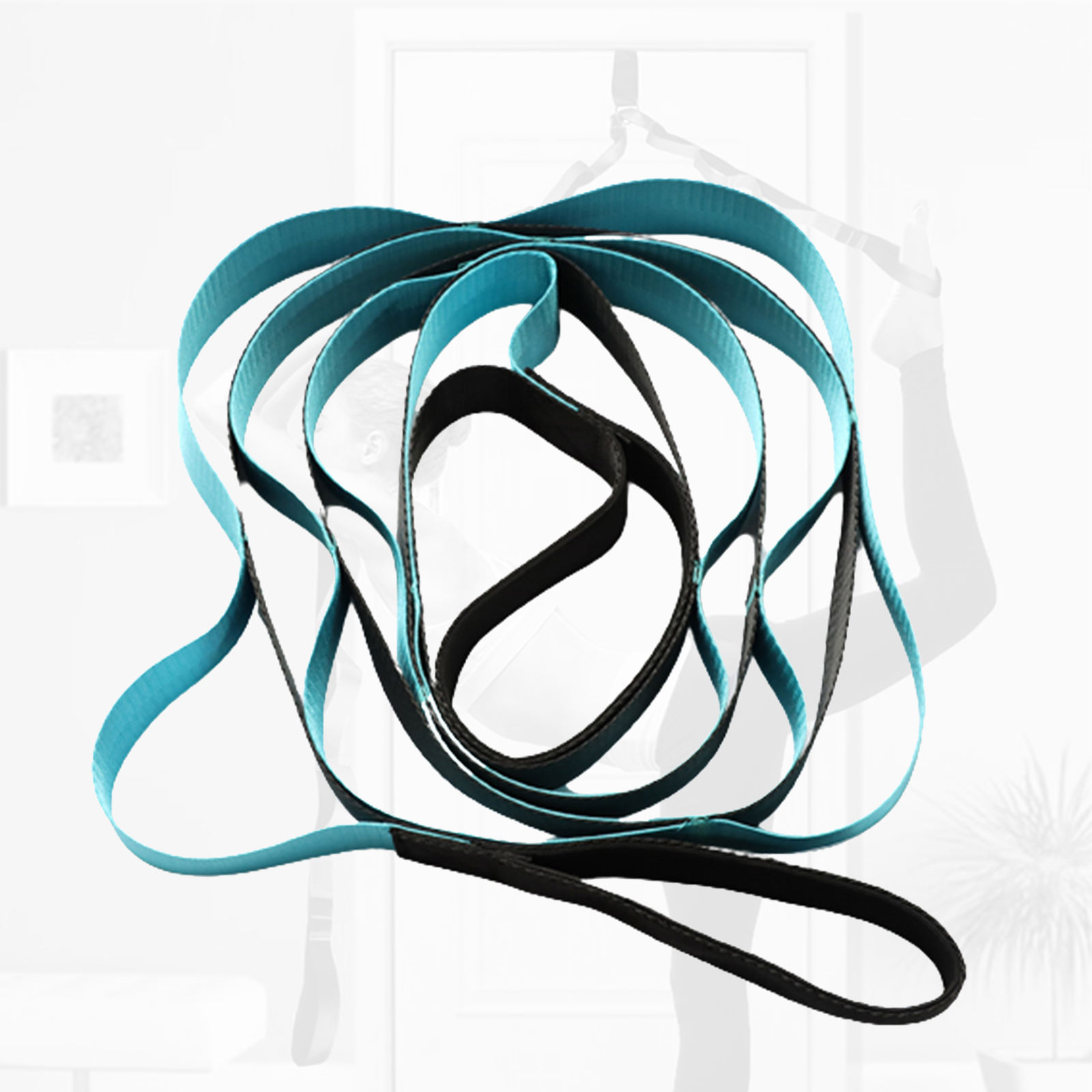 Stretching Strap - 12 Loops Non-Elastic Stretch Strap, Perfect Home Workout Stretching Out Strap for Yoga, Pilates, Dance
