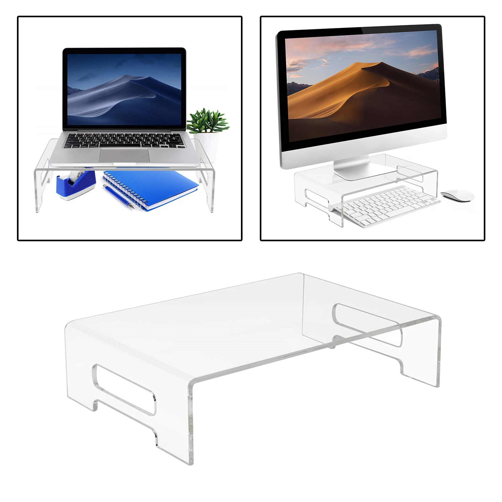 Acrylic PC Computer Monitor Stand Clear Laptop Riser Rack Office Gamers