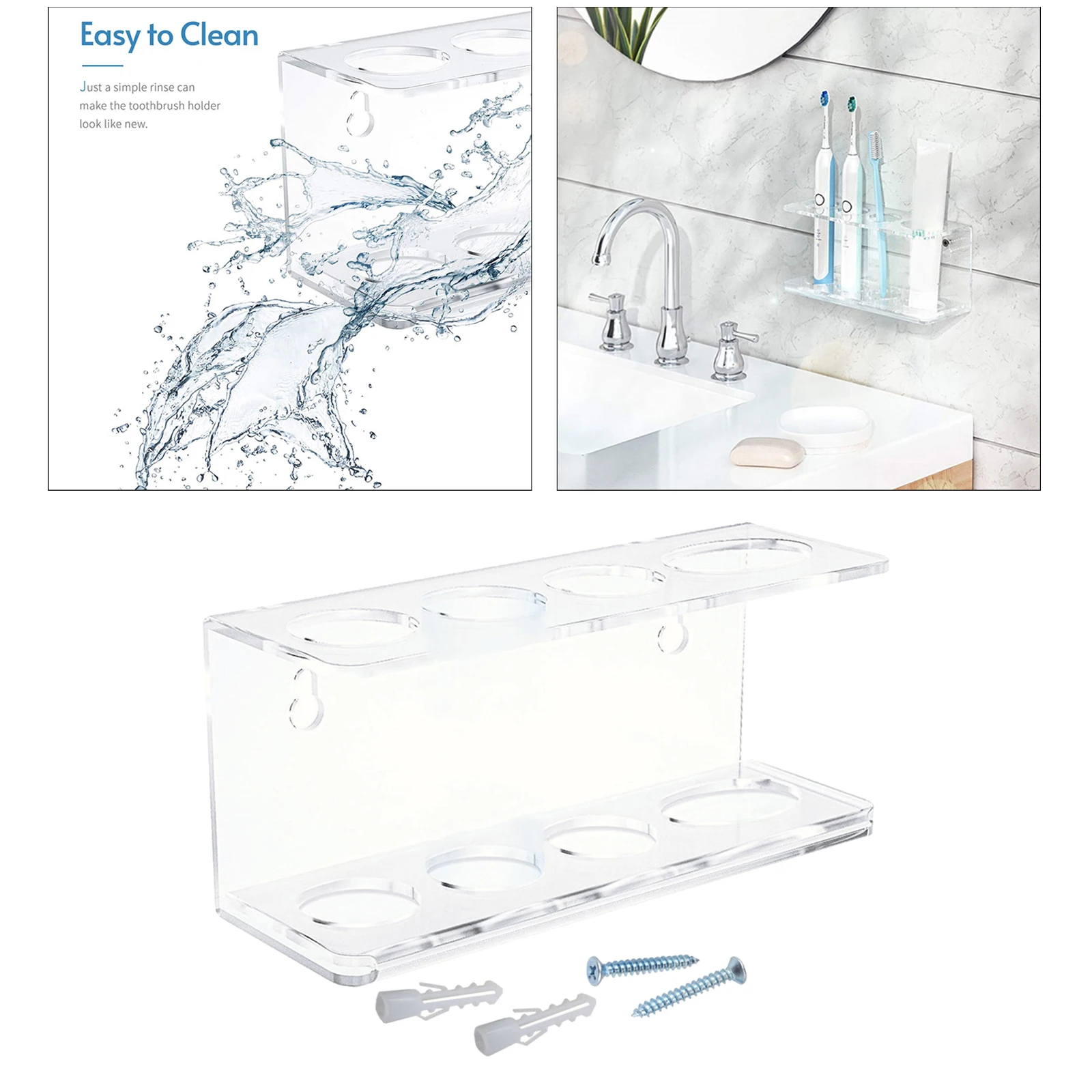 4 Slot Bathroom Toothbrush Holder Multi-Functional Modern Toothpaste Rack Electric Toothbrush Bracket Home Accessories