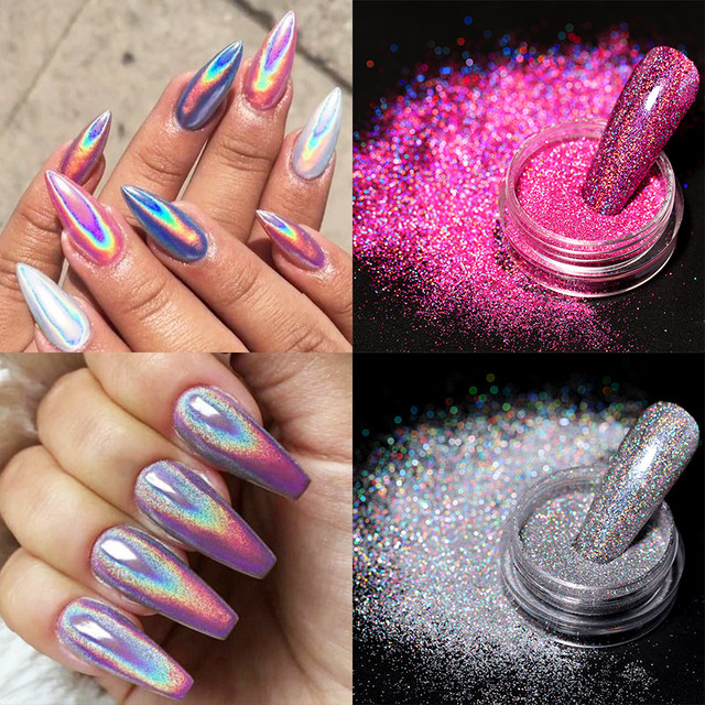 Iridescent Nail Glitter Colorful Pigment Nail Art Dust Mirror