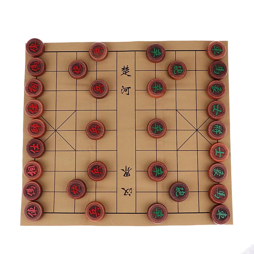 High End Rosewood Chinese Chess Set Classic Board Game with PU Wrapped Case Intellectual Board Game for Kids and Adults