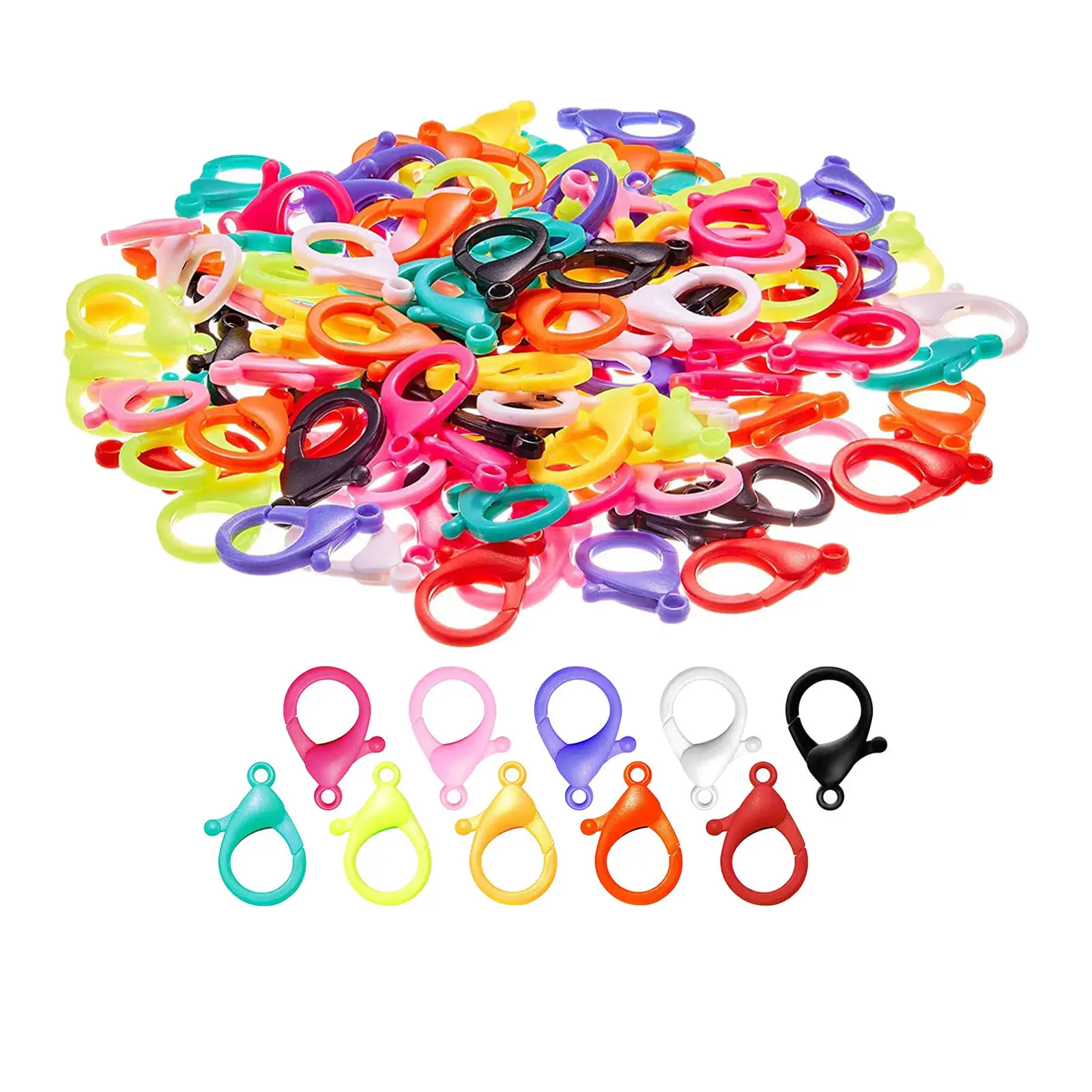 100Pcs Loster Claw Clasps Hook Snap Clips for Keychain, Ring DIY Bag Crafts