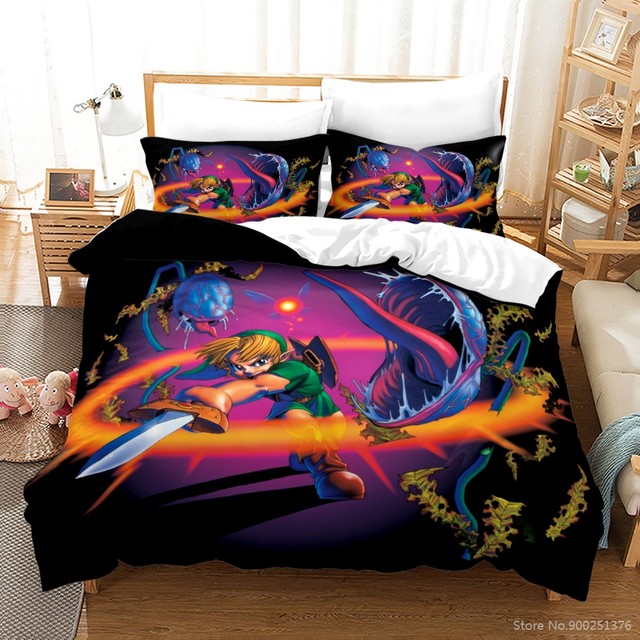 Zelda-conjunto de cama para meninos e meninas, estampado em 3d, tamanho king /queen, roupas de