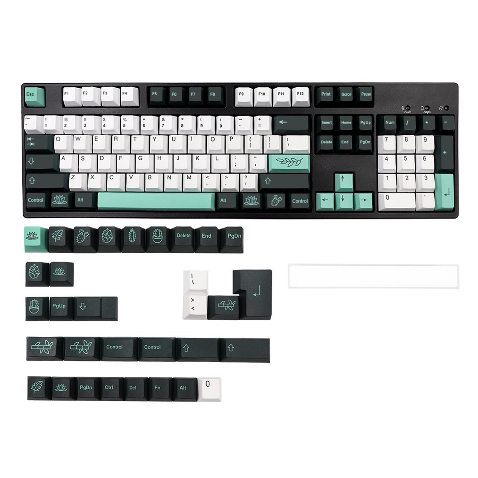 137-Key PBT Plastic Garden Theme Keycaps Keyset Double Shot Switches for Cherry MX 87 104 Keys Mechanical Keyboards Gaming