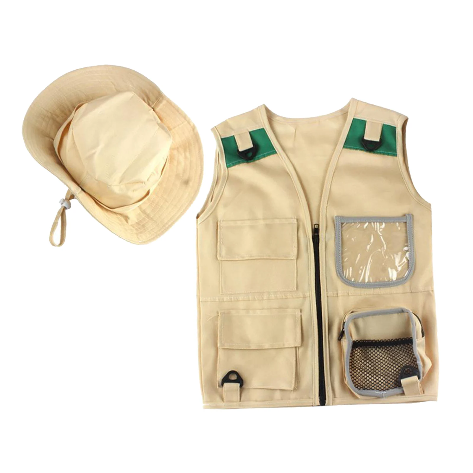 Outdoor Adventure Kit Toddlers Khaki Cargo Vest And Hat for Paleontologist