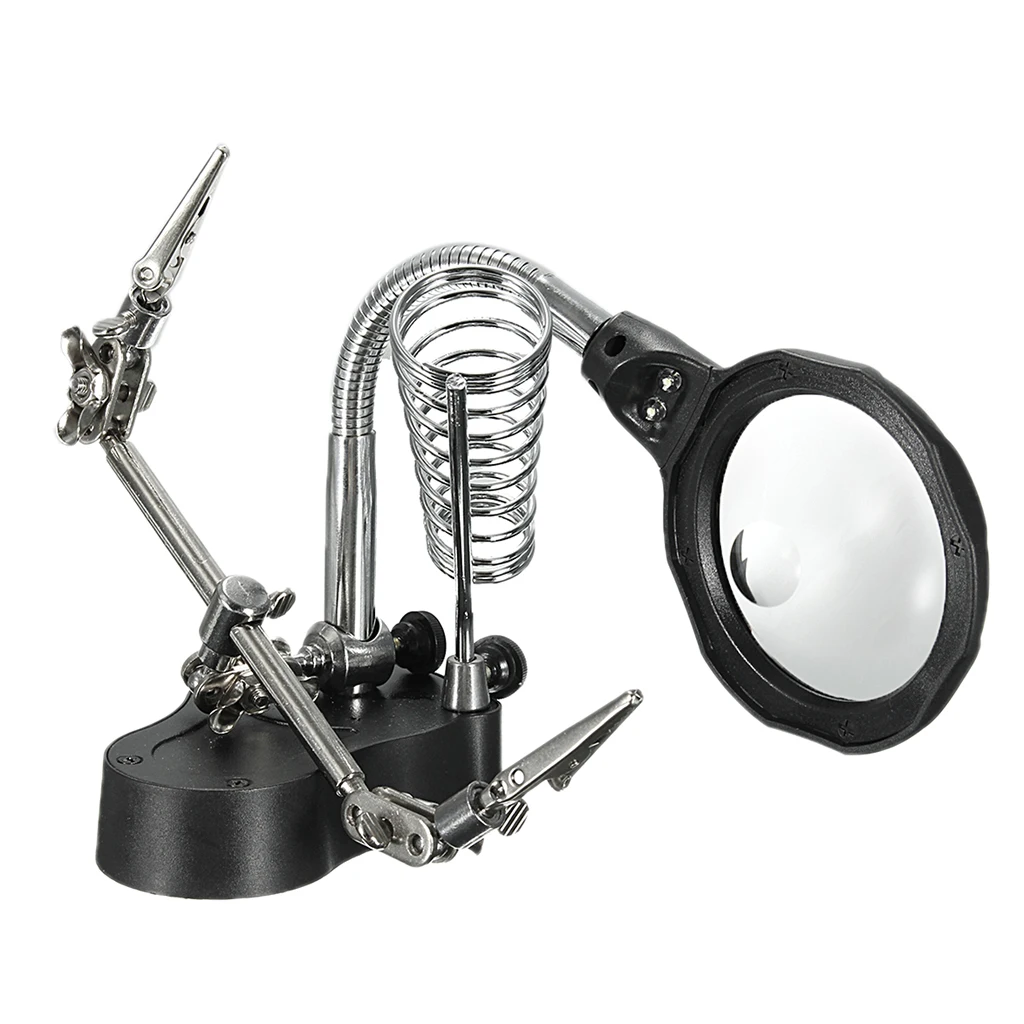 3X 12X Lens;LED Light Magnifier Desktop Magnifying Glasses Helping Hand