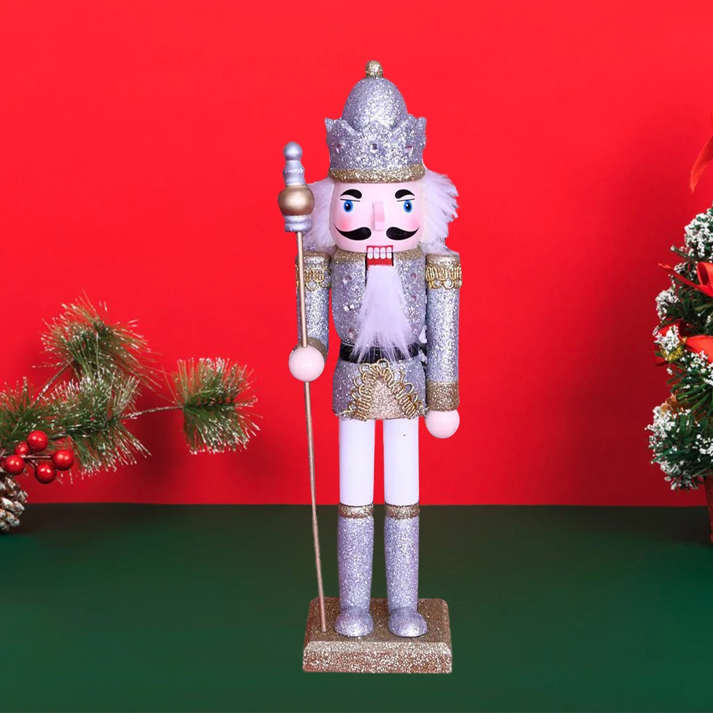 12 inch Wooden Nutcracker King Ornaments Christmas Decoration Figures Gift