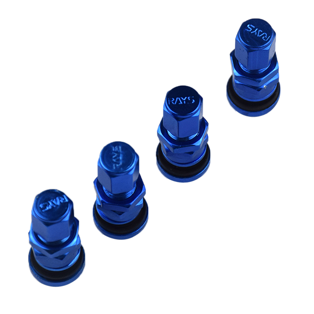 Blue Tubeless Adapter In Wheel Rim Tire Valve Stem  Cover 4 Pcs for Car
