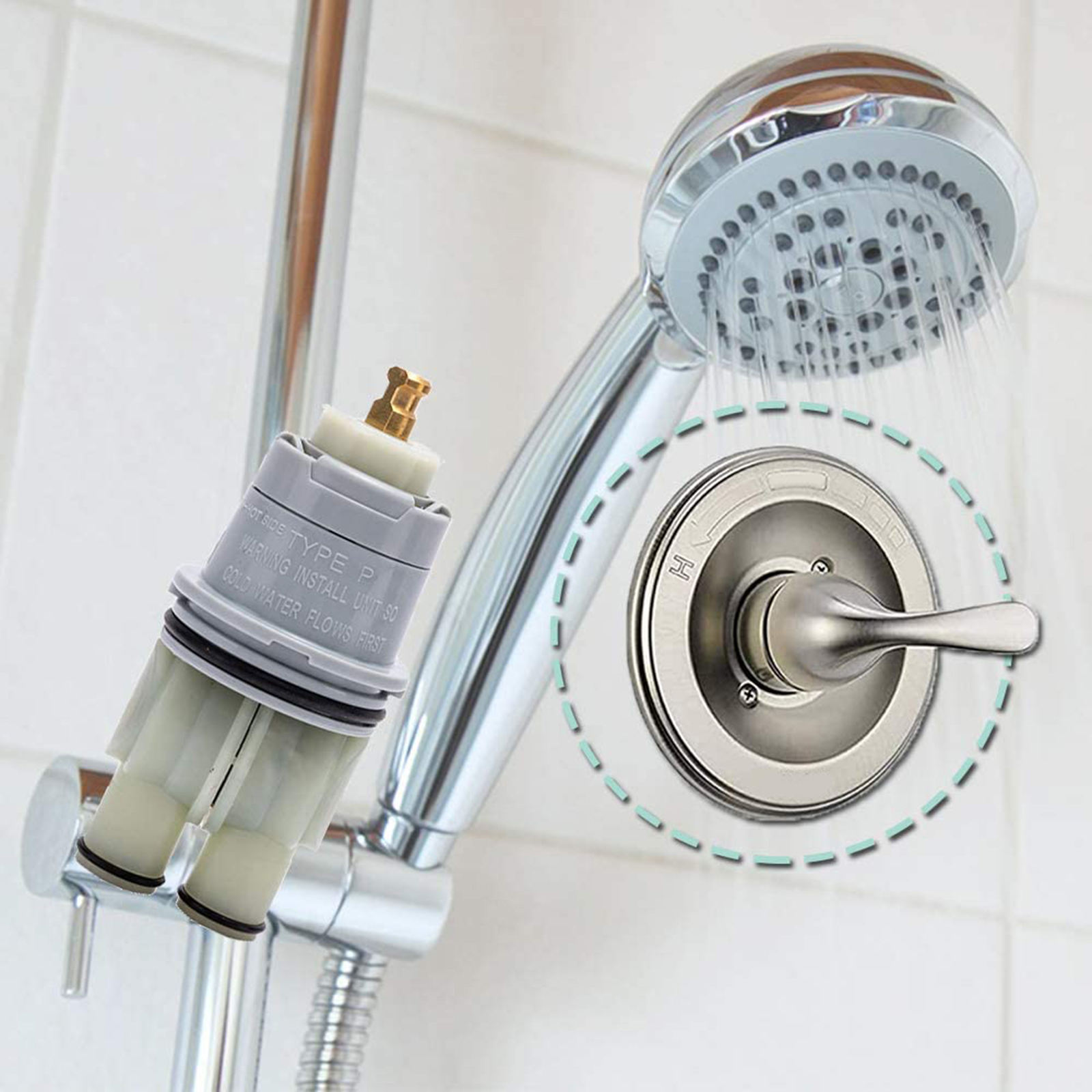 RP46074 Shower Cartridge Kit Assembly for Delta Shower Single-handle Delta Universal Valve Cartridge Repair White