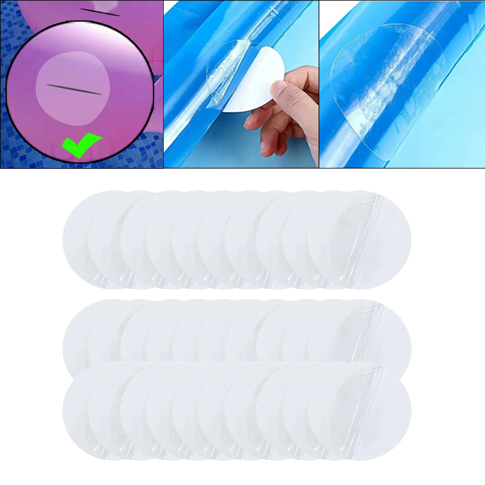 30Pack PVC Repair Patch for Canoe Inflatable Boats Air Bed Repair Stickers