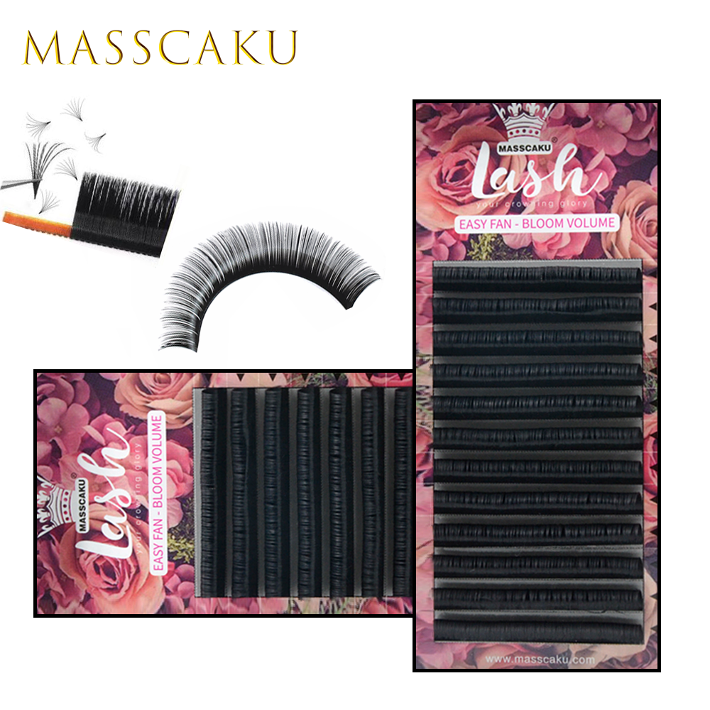 Best of MASSCAKU Easy Fan Makeup Lashes Auto Blooming Eyelash Extensions For Professional Eye Lash Building 0.05 / 0.07 / 0.10 Faux Mink Reviews & Tips