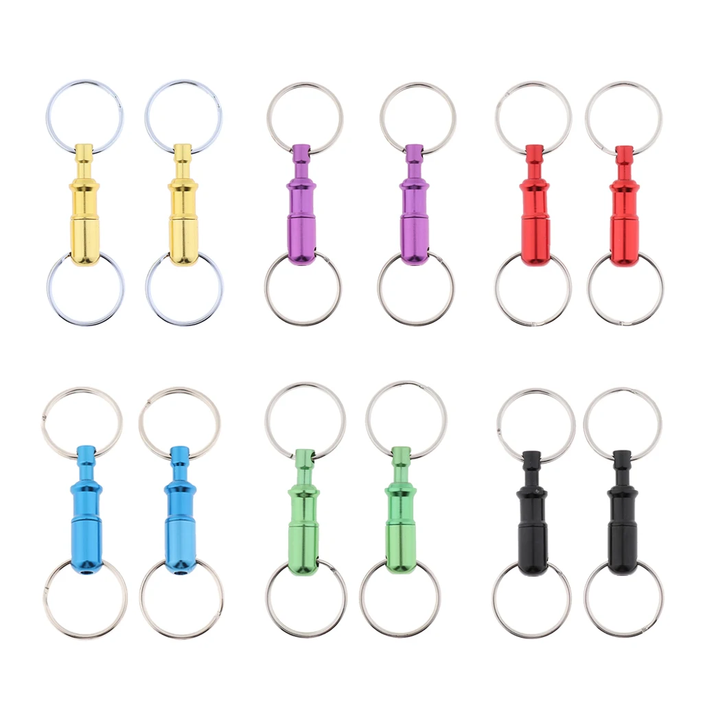 2 Pack Quick Release Detachable Keyring Pull Apart Keychain, Double S plit Snap